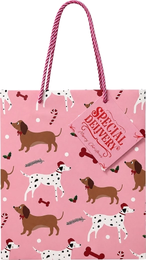 Bolsa de regalo navideña con motivo de perros - 1 unidad