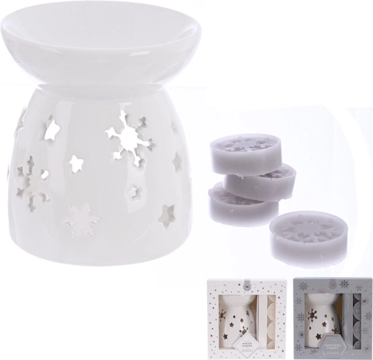 Aromalámpara de dolomita blanca con 5 ceras (2 variantes)