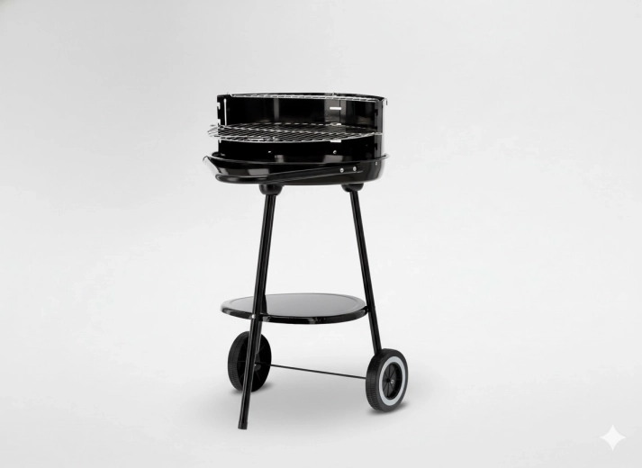 Parrilla de carbón para jardín con ruedas 58 × 44 × 72 cm