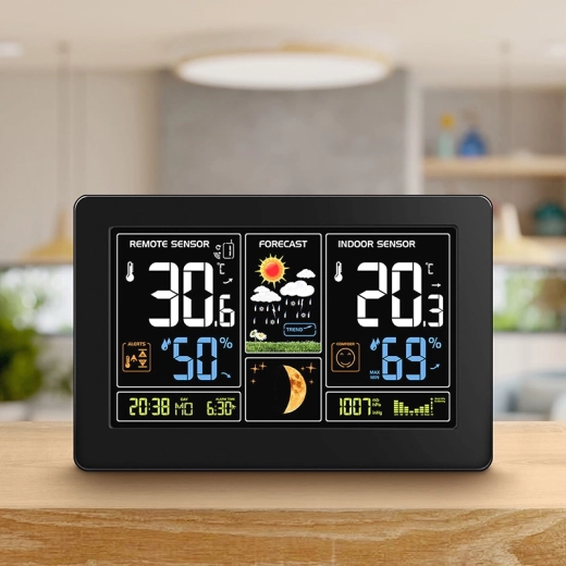 Hora controlada por radio, pronóstico y presión del aire