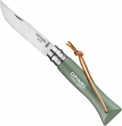 Opinel N°06 Trekking navaja de bolsillo, verde salvia, 7 cm