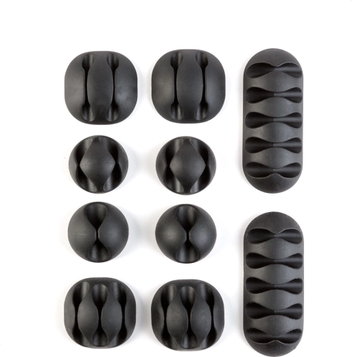 Organizador de cables autoadhesivo negro, 26 soportes