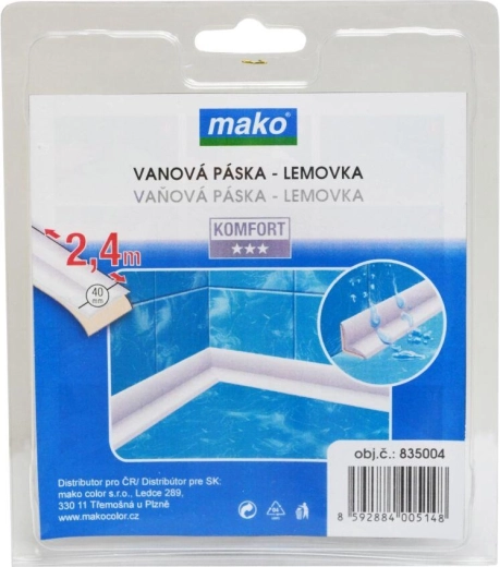 Cinta selladora para bañera 40 mm, 2,4 m, blanca