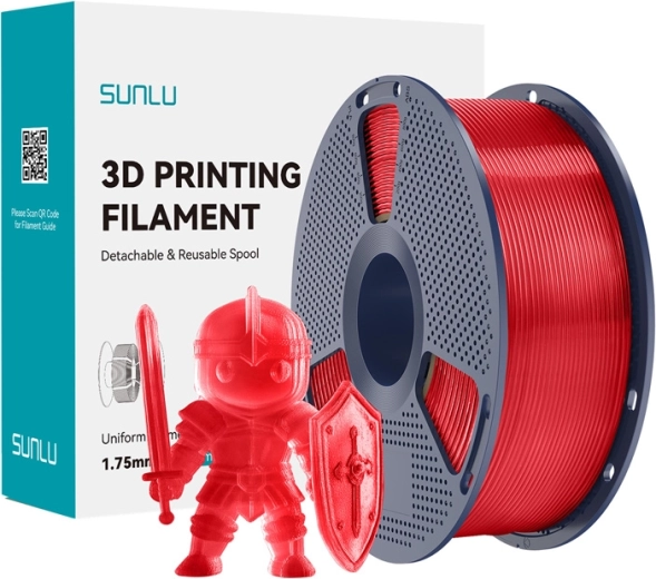 Filamento Sunlu PLA+ 1,75 mm – rojo transparente