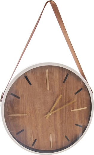 Reloj de pared beige de madera y metal de 38 cm