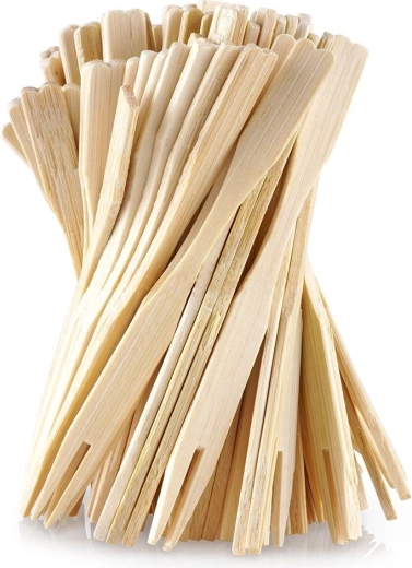 tenedores de bambú para canapés de 9 cm, 100 uds