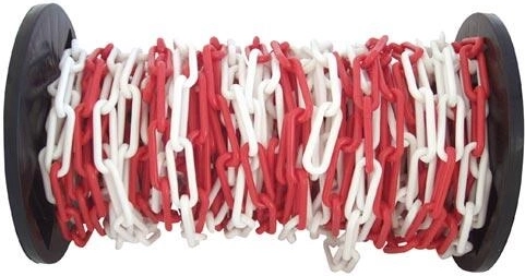 Cadena plástica de advertencia rojo-blanco 25 m