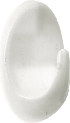 Gancho ovalado pequeño de plástico blanco (1 ud.)