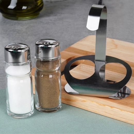 Práctico soporte de acero inoxidable con asa