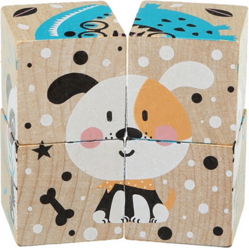 Animales felices: cubos de madera para encajar CUBIKA