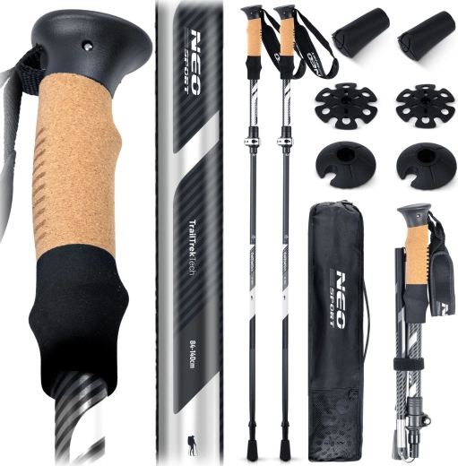 Bastones de trekking Neo Sport 85–130 cm con empuñadura de corcho y sistema Click&Go