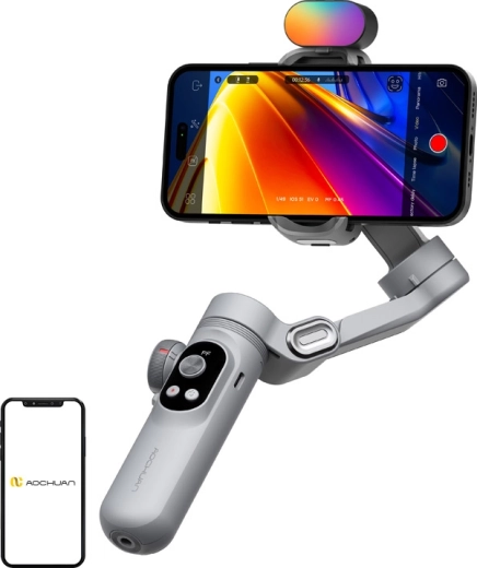 Aochuan Smart X Pro estabilizador de 3 ejes para móvil con luz RGB (gris)
