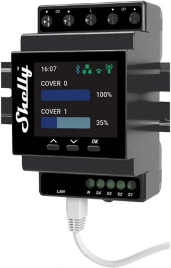 Controlador inteligente para persianas Shelly Pro con WiFi y medición de potencia