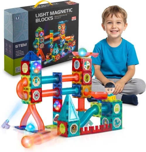Set de construcción magnético luminoso Ricokids de 150 piezas