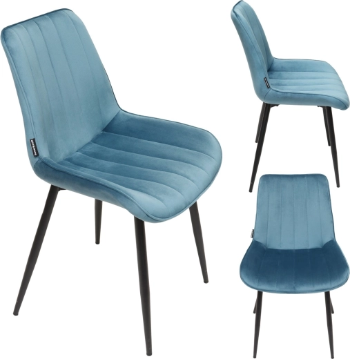 Silla de comedor tapizada de terciopelo en estilo loft, azul - 1 pieza