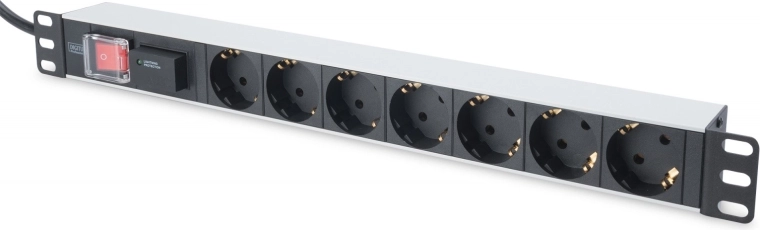 PDU 19" regleta de alimentación para rack 7x Schuko, 2 m 1x Schuko, 16 A con protección contra sobretensiones