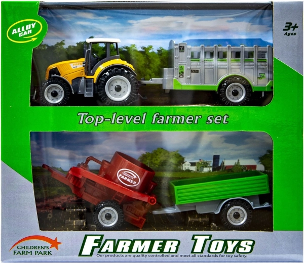 Tractor naranja con remolques intercambiables