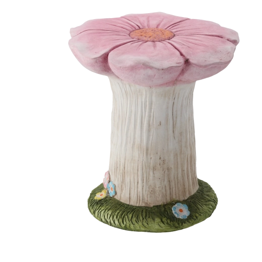Soporte de jardín para maceta con flor rosa