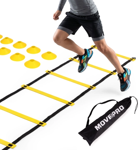 Escalera de agilidad coordinativa MOVEPRO de 6 m con set de conos y bolsa de transporte
