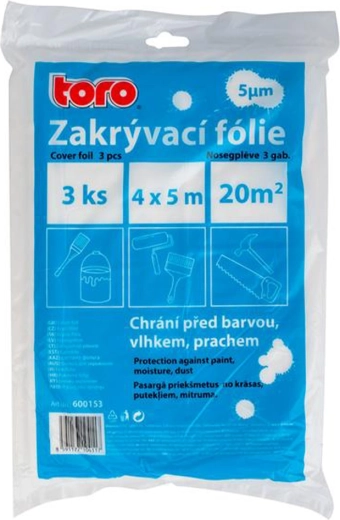 Láminas de cobertura HDPE 4 × 5 m, 5 µm, 3 uds TORO