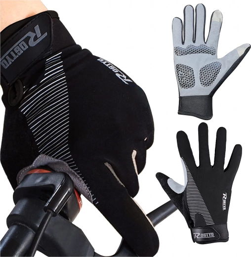 Guantes de ciclismo de invierno con dedos táctiles y cobertura completa