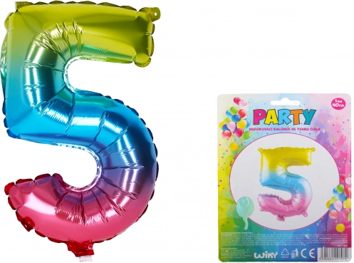 Globo inflable con forma del número 5 arcoíris