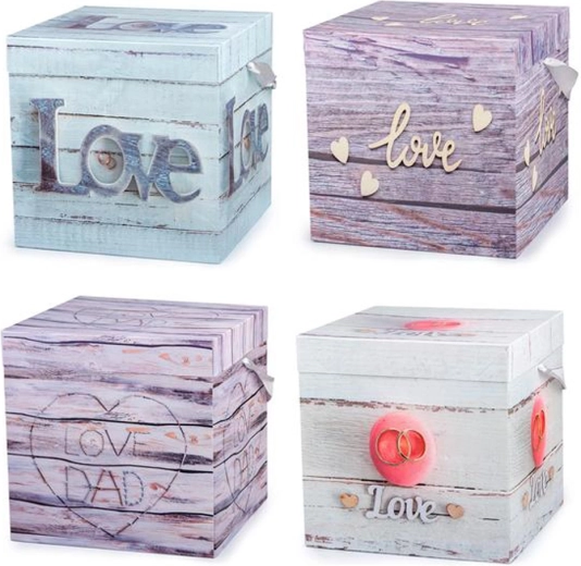 Caja de regalo con cinta 15 × 15 × 15 cm (mix de motivos)