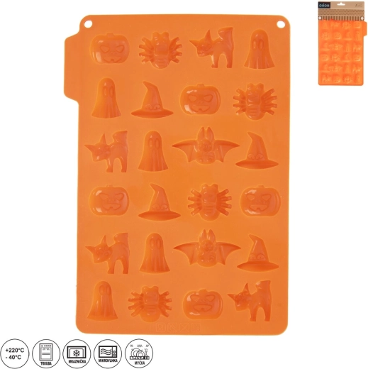 Molde de silicona para chocolate Halloween, 24 formas, naranja