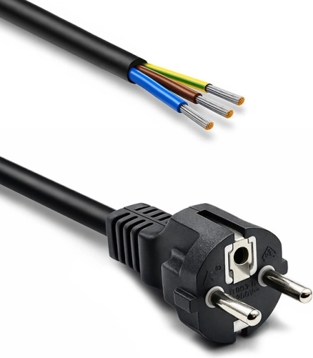Cable de alimentación con enchufe SCHUKO CEE 7/7 (E/F), cobre, 3×1,5 mm², 1,8 m - 1 pieza
