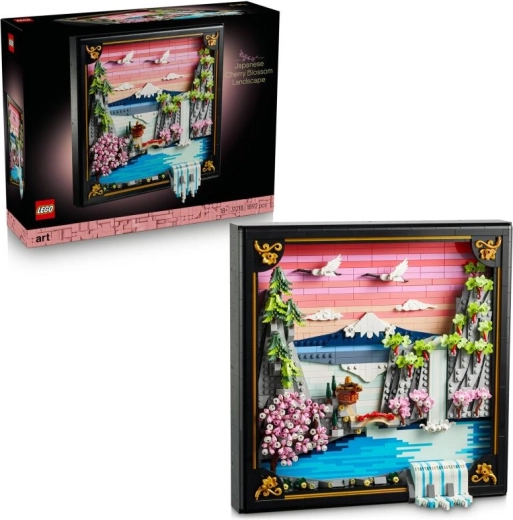 LEGO Art Paisaje con cerezos en flor – decoración japonesa 3D para pared