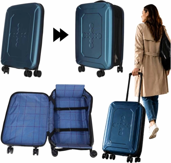 Maleta de viaje plegable con ruedas 45 l, azul