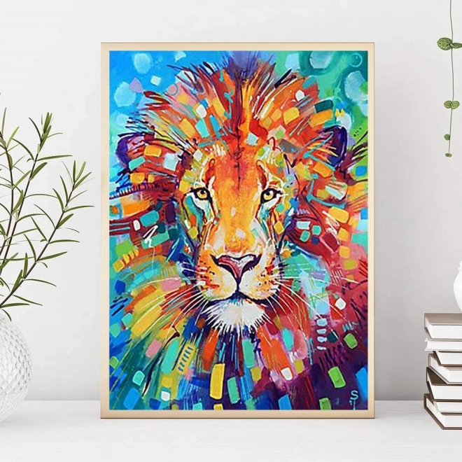 Pintura con diamantes 5D – león colorido 40 × 50 cm