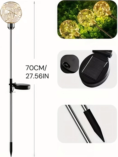 Luces solares de jardín para clavar en el suelo: bolas LED impermeables, juego de 4 uds.
