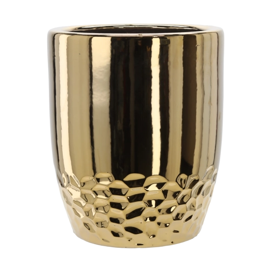 Macetero decorativo de cerámica dorado 31,5 × 31,5 × 38,5 cm