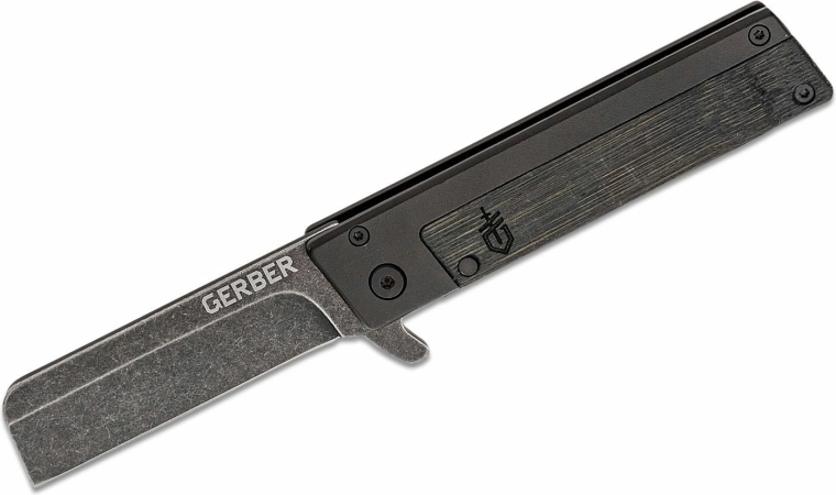 Gerber Quadrant: navaja de bolsillo de bambú, negra, hoja de 6,9 cm