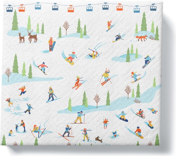 Servilletas de papel navideñas Esquiadores 33 × 33 cm, 20 unidades