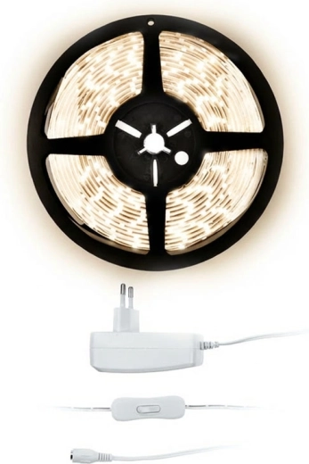 Tira LED Solight 5 m con adaptador 12 V, blanco neutro 4000 K, IP20