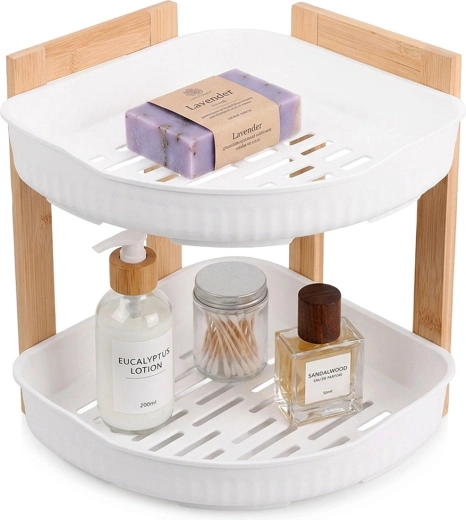 Estantería de baño esquinera de dos niveles Bathroom Solutions blanca 24 × 24 × 27 cm - 1 pieza