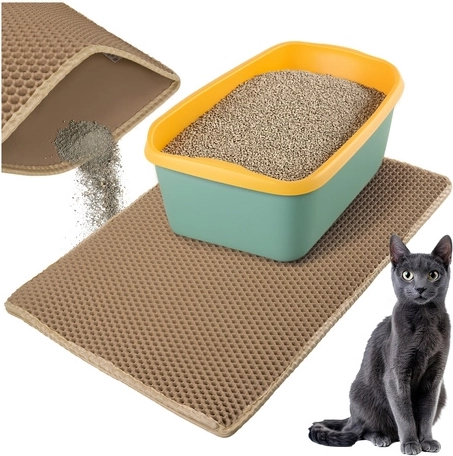 Alfombrilla beige de doble capa para arenero 75 × 55 cm Purlov