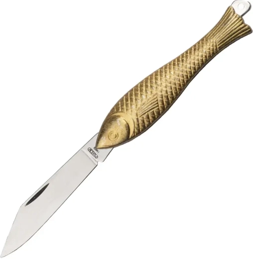 Mikov Rybička, cuchillo de bolsillo plegable dorado