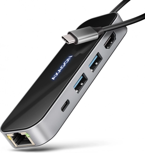 Hub USB-C multipuerto 6 en 1 con HDMI 4K/60 Hz, GLAN y PD 100 W