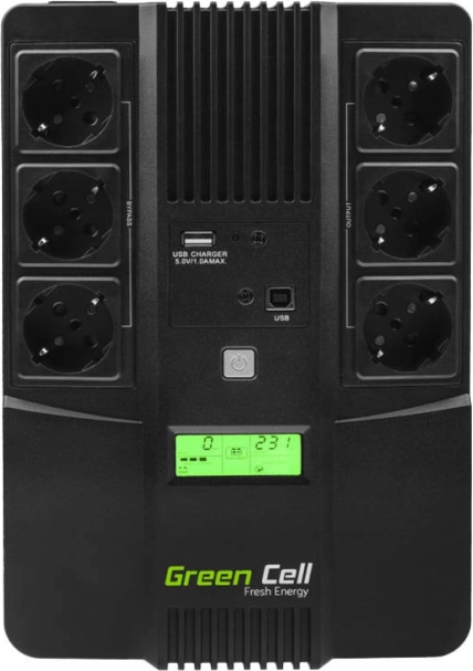 Sistema de alimentación ininterrumpida (UPS) GREEN CELL AiO 800 VA, 480 W con LCD