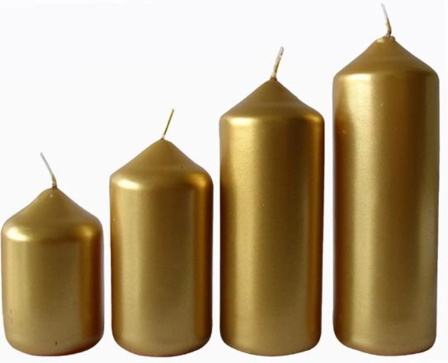 Velas de Adviento PROVENCE ø 4 cm, doradas, juego de 4 tamaños
