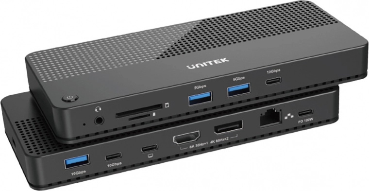 Estación de acoplamiento multifuncional Unitek 12 en 1 USB-C HDMI USB 4 PD