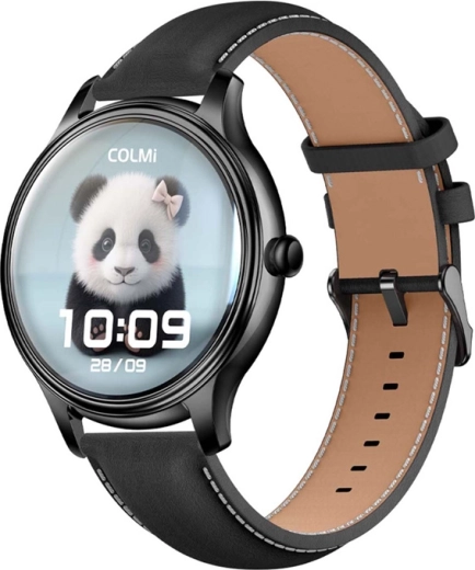 Smartwatch COLMI L28 – negro con correa de cuero y silicona