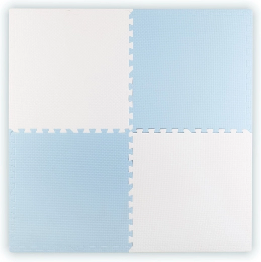 Alfombra grande de espuma tipo puzzle RICOKIDS 60 × 60 cm, 4 piezas, azul-blanca