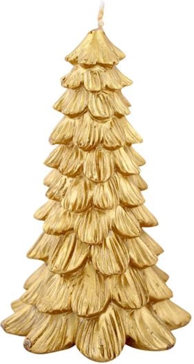 Vela navideña árbol dorada