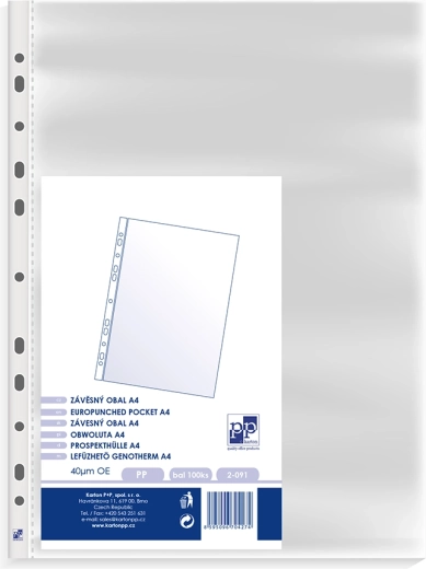 Funda multitaladro A4 de polipropileno con europerforación, superficie granulada 40 µm