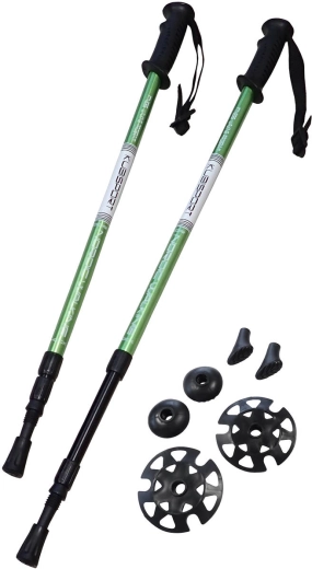 Bastones de trekking telescópicos Kubisport con antishock, verdes (1 par)