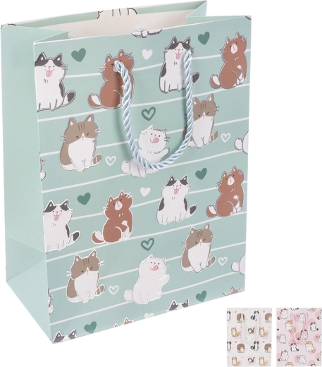 Bolsa de regalo de papel con motivo de gato 26 × 10 × 32 cm